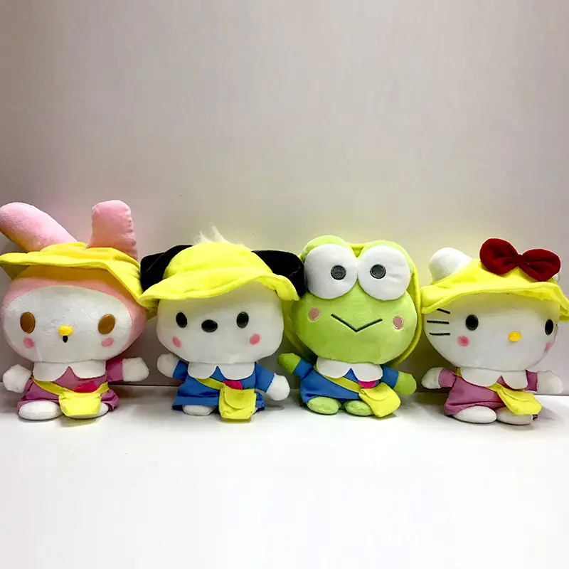 Japanische schöne kleine gelbe Hut nostalgische Schul serie Kitty Keroppi Pochacco Plüsch tier Schult asche Melody Grab Machine Doll