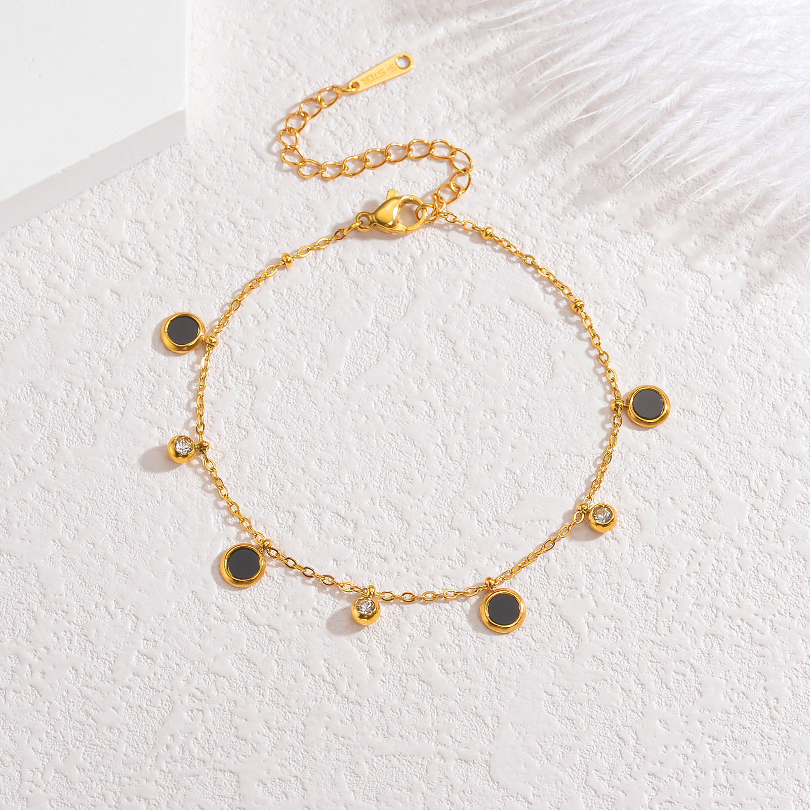 Pulsera de disco con concha negra - 18k