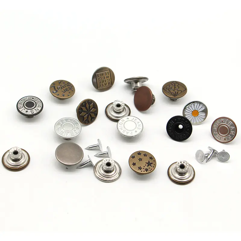 Rivetti con bottoni in Denim con bottoni in metallo con bottoni in metallo Vintage in ottone goffrato 17mm personalizzati