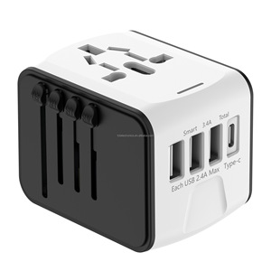 Cargador de viaje Soporte de carga multifuncional USB con Tipo-C Multi país Universal 199T UE, EE. UU., Reino Unido, AU Adaptador estándar - Product Image 1