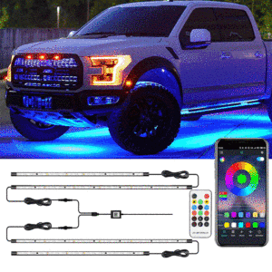 แถบไฟรถยนต์ LED ไล่สีใต้แสงสี RGB ไฟล้อมรอบตัวถังสีสันสดใสตกแต่งบรรยากาศ - Product Image 3