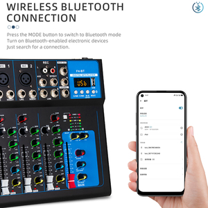 F4 4-канальный Bluetooth микшерная консоль настольная звуковая доска стерео, USB, компьютерная запись, DJ контроллер/аудио консоль микшер - Product Image 4