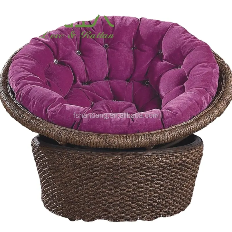 Chaise de lune violette en rotin naturel pour adultes, grande taille, pour salon, loisirs