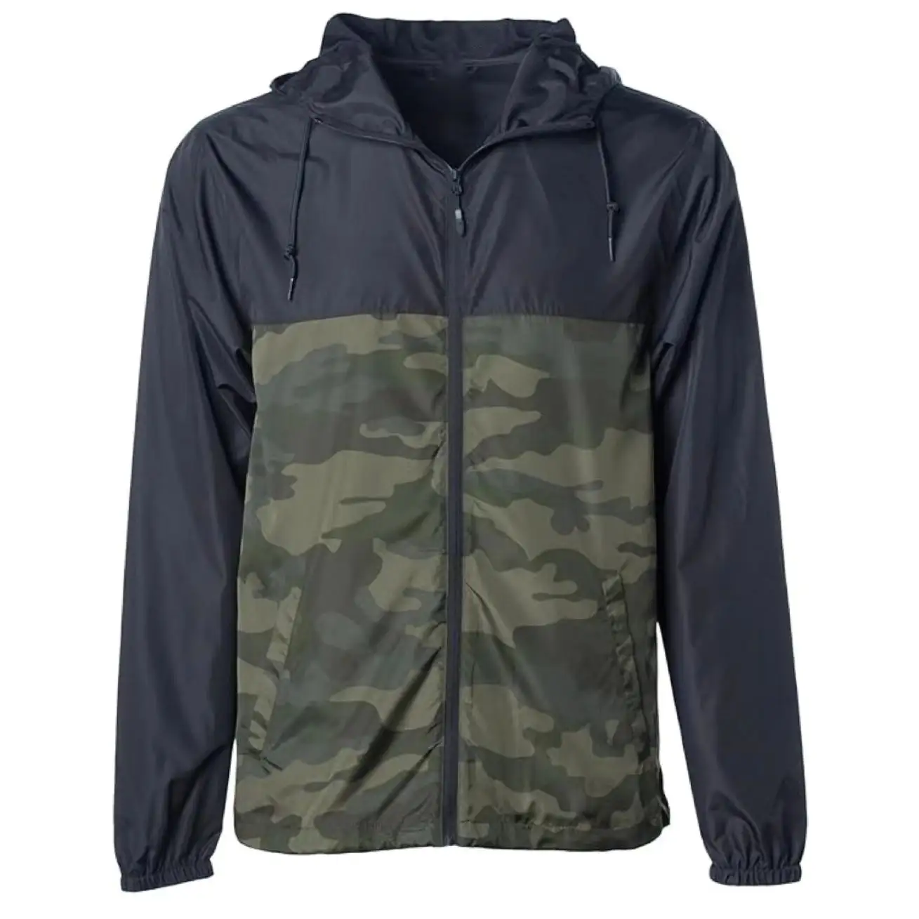 Custom Logo Autumn Patchwork Hooded Breathable Outdoor Camo Sports Run Windbreaker Men's Jackets