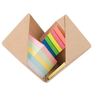 促销定制印刷方形立方体牛皮纸生态便签本盒，带办公笔筒 - Product Image 4