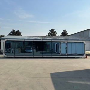 Yüksek kalite lüks modüler uzay kapsül villa prefabrik ev mobilyalı mutfak yatak odası tuvalet prefabrik minik ev