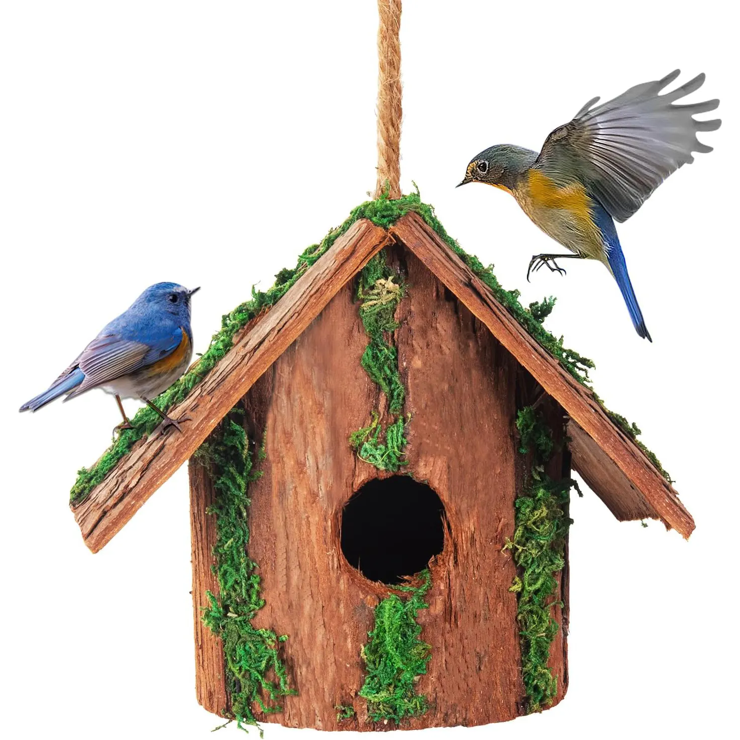 Voliera di pino di neve appeso colibrì Bluebird Chickadee voliera giardino esterno in legno nido box con cordino decorazione per la casa