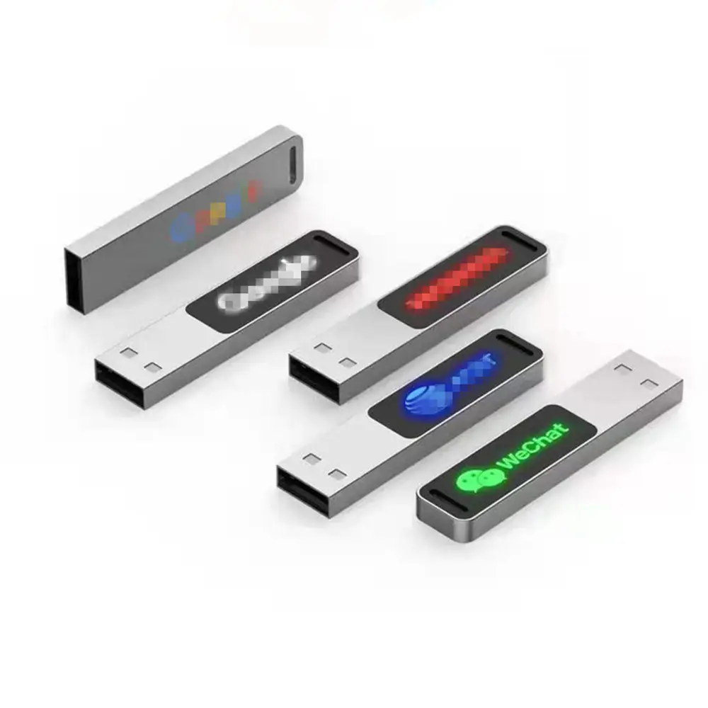 LED yanıp sönen ışık Mini Metal USB Flash sürücü 1GB 2GB 4GB 8GB 16GB 32GB 64GB 128GB