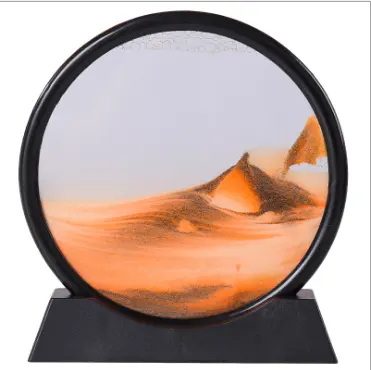 20cm 25cm 27cm moving sand art picture round glass 3d light deep sea clessidra