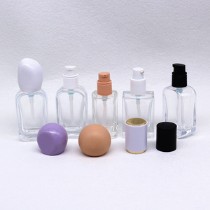 30ml Plastics <strong>Various</strong> <strong>Shape</strong> of Cap Modern Simple Transparent Rectangle Liquid Makeup Glass <strong>Bottle</strong>/30ml square Glass Pump <strong>Bottle</strong> - Product Image 1