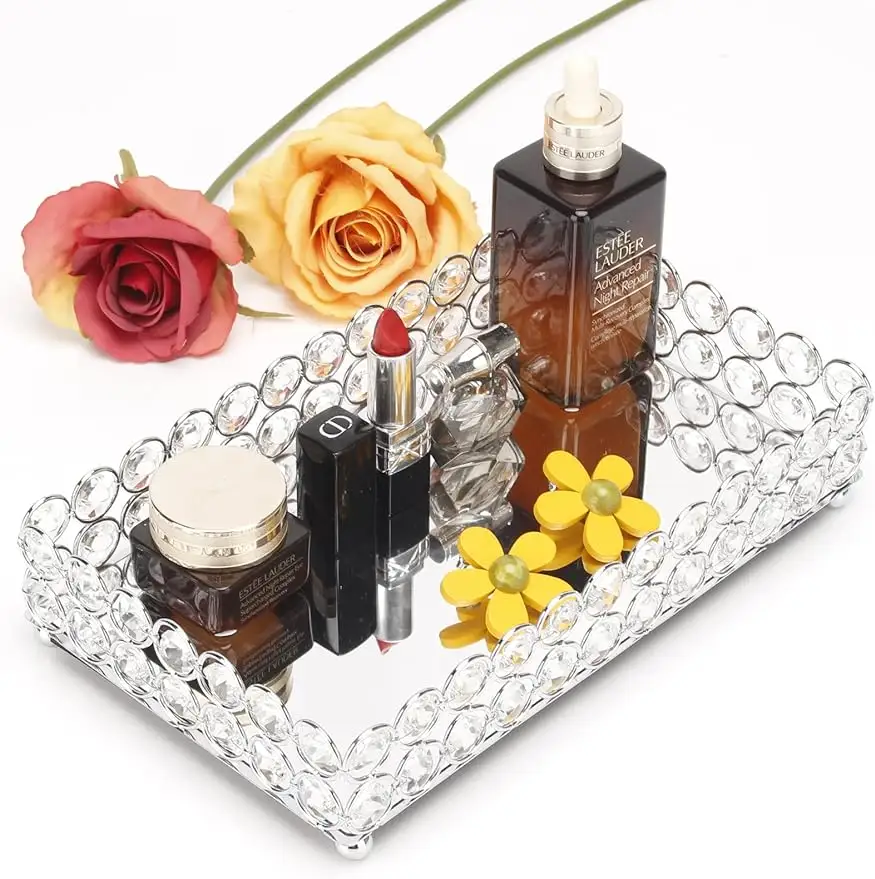 Europäische Art Licht Luxus Metall Kristall Kosmetik Aufbewahrung sbox Modell Dekoration Desktop Tee Obst tablett Home Decor Counter