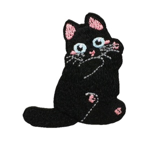 Dễ thương thân thiện với môi sắt-on cảm thấy thêu mèo đen các bản vá lỗi cho mũ & quần áo trang trí - Product Image 4