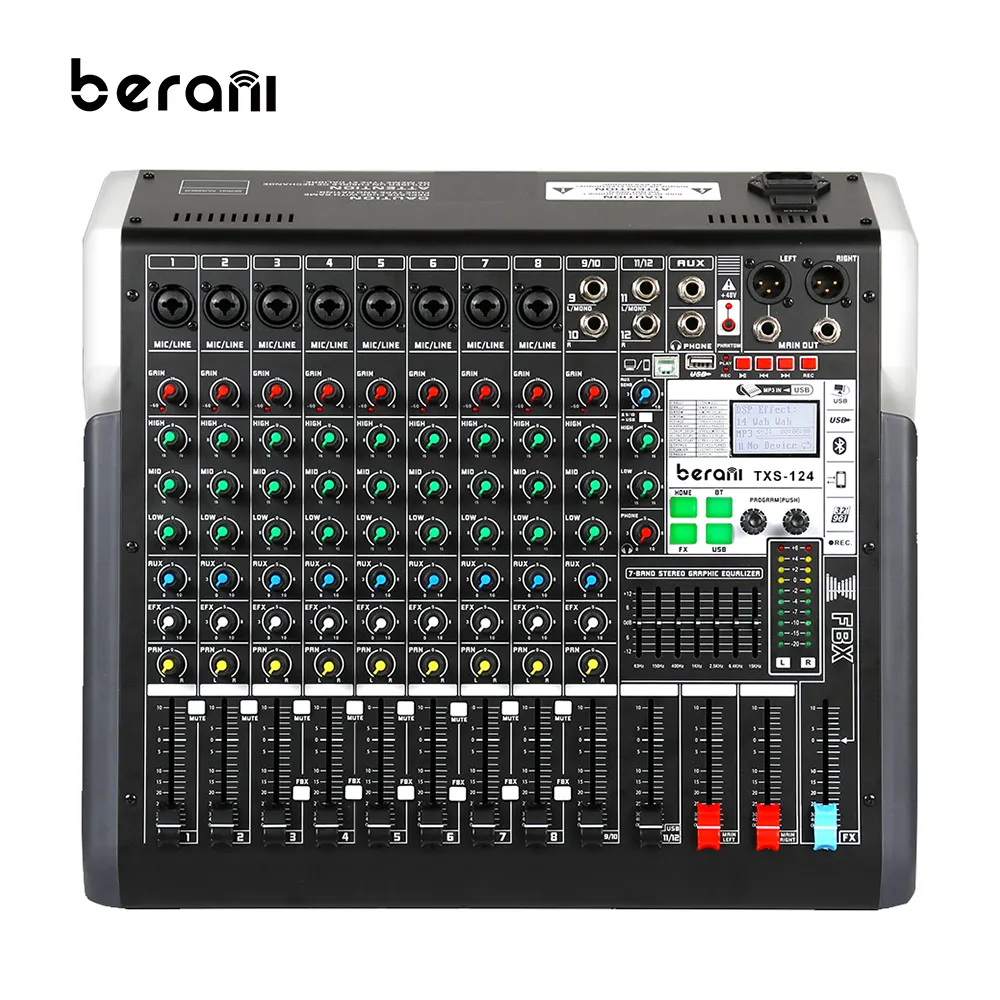 Berani TXS-124 mélangeur Audio Pro haute stabilité 12 canaux Phantom
