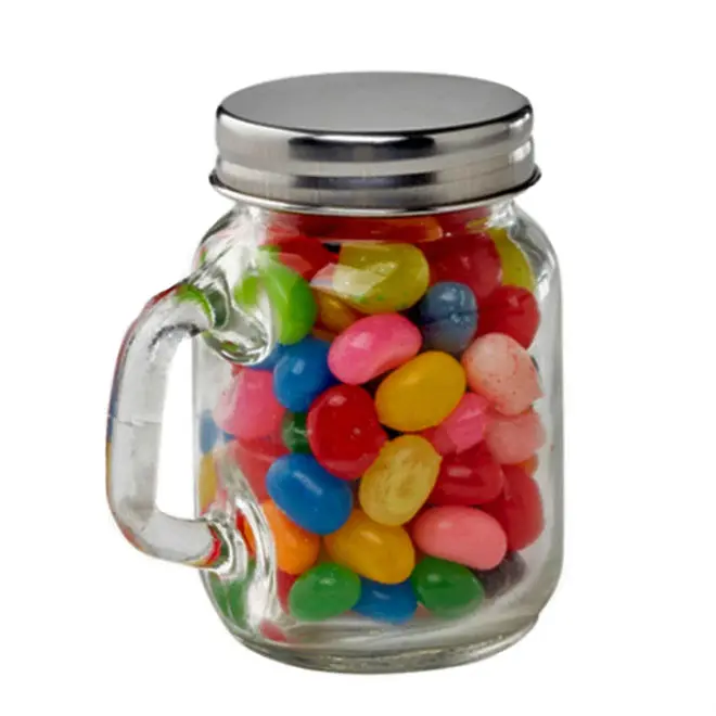 wedding favor party 4oz 125ml clear mini sweet candy jam sauce honey glass jars with handle and lids