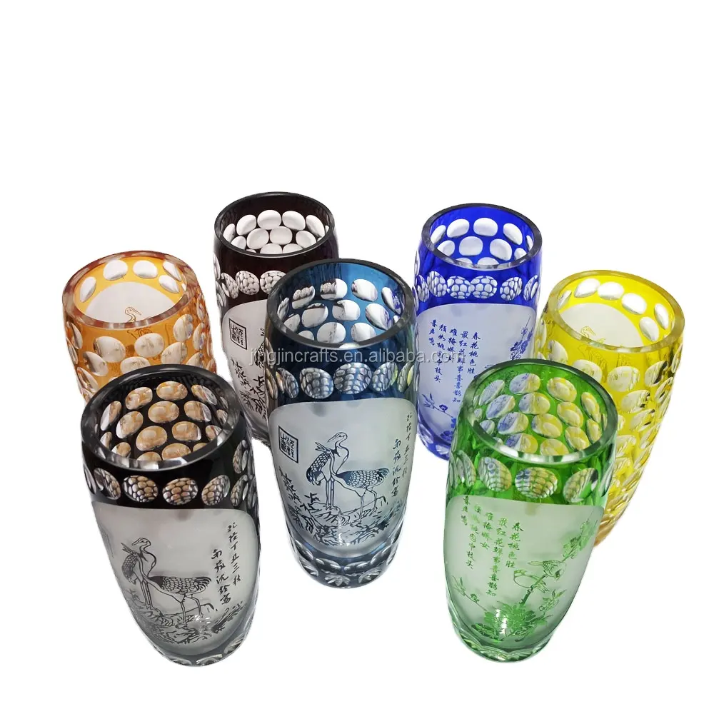 伝統的な中国の多色花瓶吹き手作りガラス花瓶/ガラス花瓶家庭用