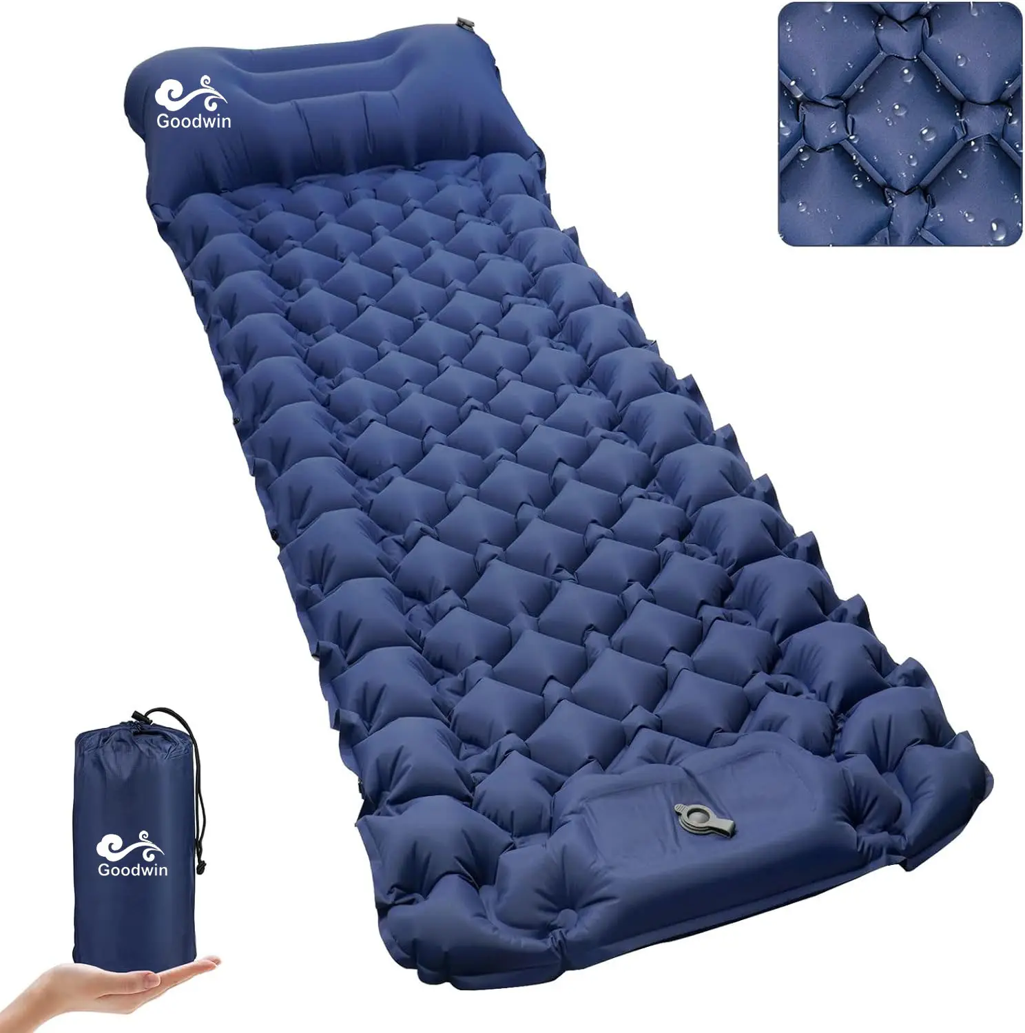 Self-Inflating Sleeping Mat  9 cm Ultralight Inflatable Air Mattress with Camping Pillow  Portable Compact Camping Mattress 