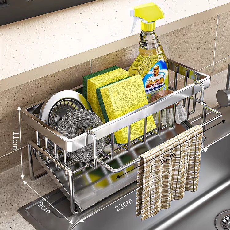 (With pole) Steel natural color drain basket