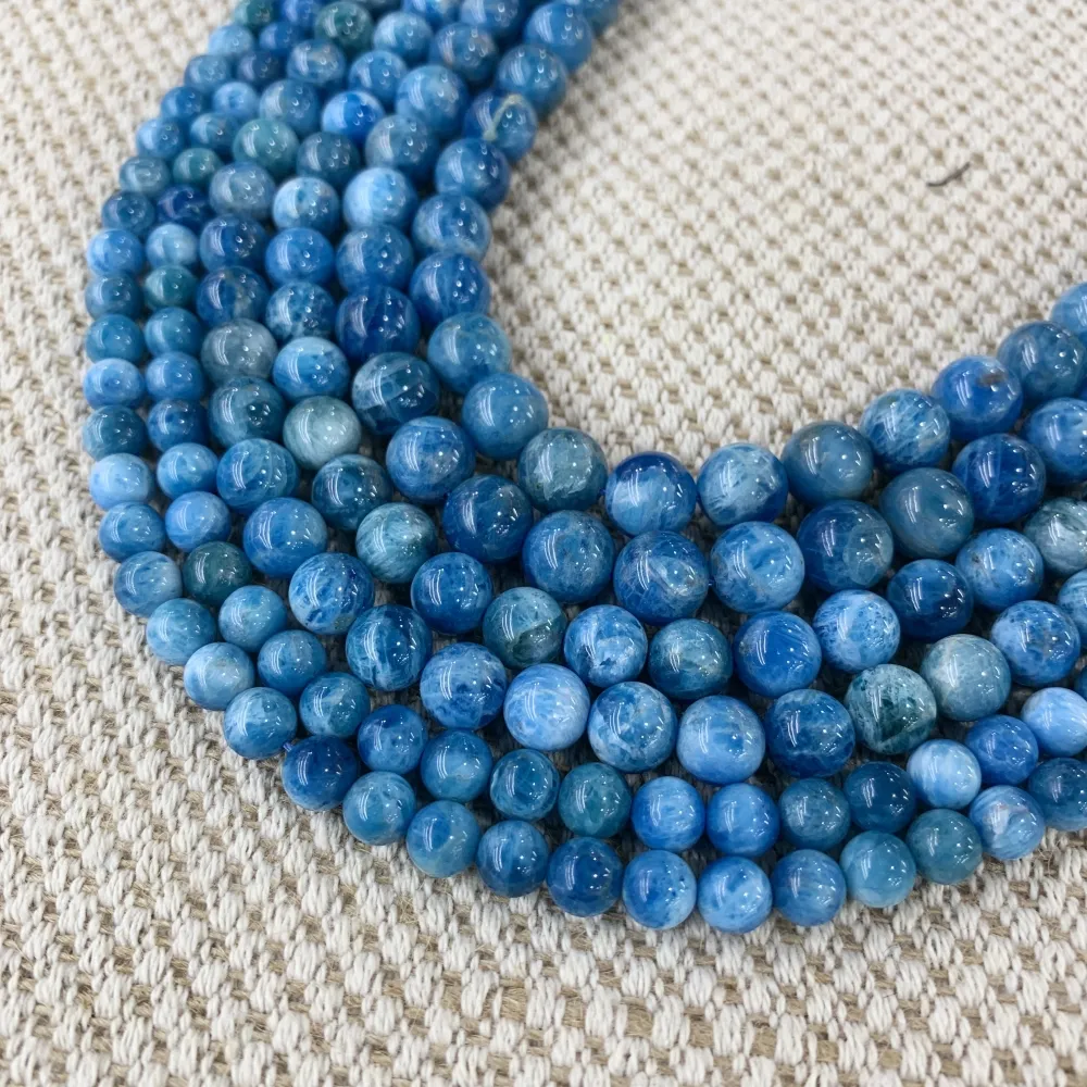 Naturale blu Apatite perline rotonde sfuse creazione di gioielli in pietre preziose artigianato 6 8 10mm