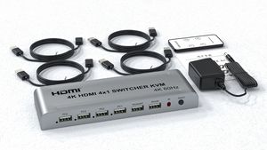 2.0V 4X1 <strong>HDMI</strong> KVM Switcher 4Kx2K@60Hz <strong>HDMI</strong> Quad Multi Viewer 4x1 with Seamless <strong>Switch</strong> - Product Image 6