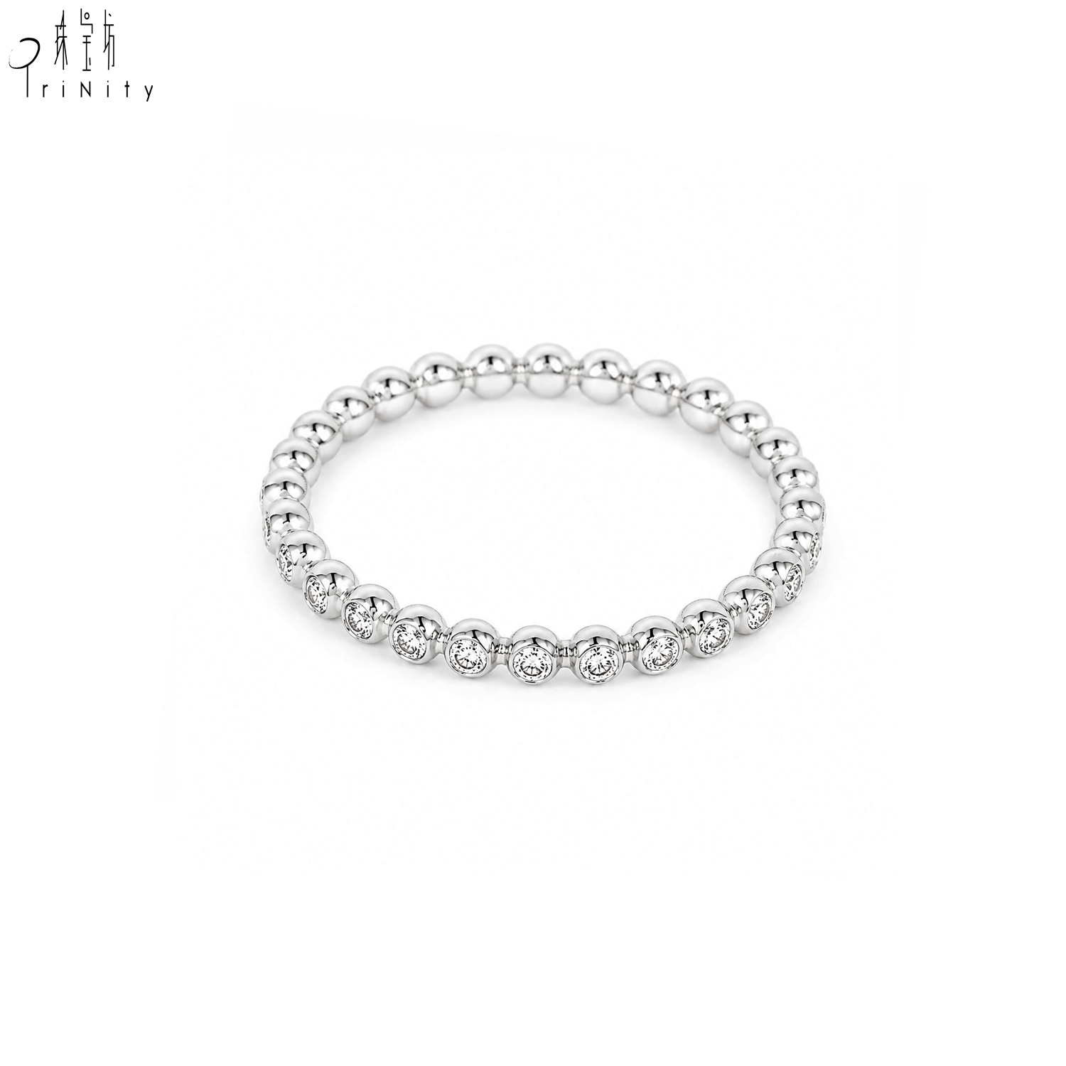 18K Solid White Gold