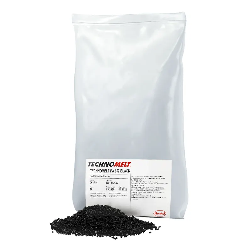 Henkel Technomelt PA657 20kg lem leleh panas hitam untuk pencetakan senyawa termoplastik enkapsulasi