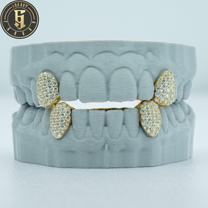 Fang personalizzata con barra posteriore 6 puntatori VVS Moissanite diamante Grillz 925 in argento Sterling rapper gioielli ghiacciati fuori griglie dentali