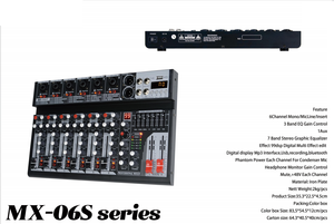 Profesyonel ses mikseri 4/6 kanal 99 dsp etkisi 3 band EQ mp3 bluetooth usb kayıt stereo yankı kazanç ses işlemcisi - Product Image 4