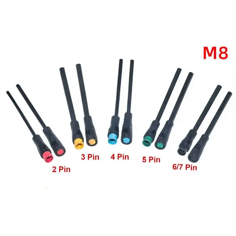 Electric Bicycle scooter 2 3 5 pin signal Cable M8 Male Connector