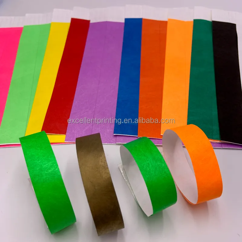 Pulseras de papel desechables para eventos, pulsera de papel personalizada, resistente al agua