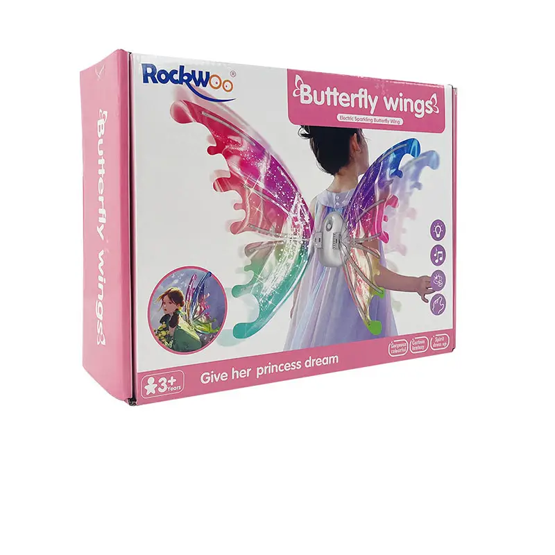 女性の女の子蝶スイング妖精電気翼Ledライト光沢のあるDiyの翼の装飾おもちゃコスプレ子供のための自動翼
