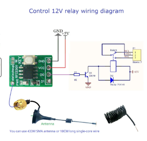 RFCE001 Mini 2CH 433MUHF Receptor inalámbrico PT2262 2264 EV1527 Decodificador de automatización del hogar inteligente ASK OOK Aprendizaje Decodificación de código fijo - Product Image 5