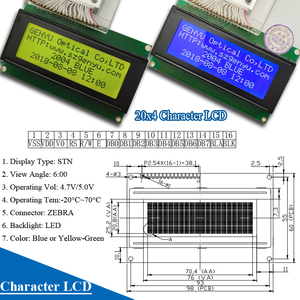 Carattere blu lcd 16x2 Display personalizzato fabbrica giallo-verde COB 128x64 schermo LCD monocromatico modulo LCD 20x4 caratteri - Product Image 3