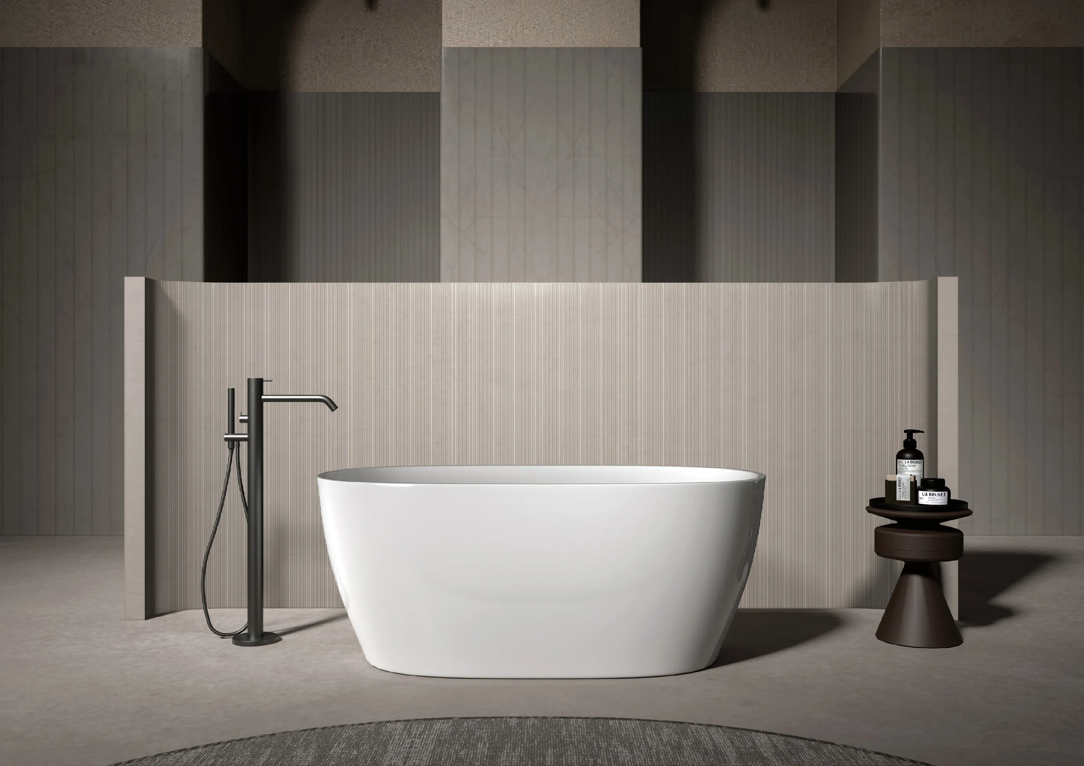 Five Stars Hotel Standard Oval Shaped Acrylic Resin Marble Bath Tub Solid Surface Bathroom Bathtub