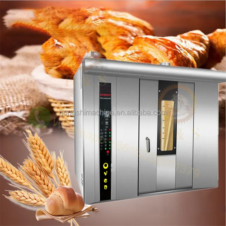 Commercial gas bread oven baking machine electric 16 / 32 / 64 trays pizza baking equipment cookie rotary rack oven for bakery