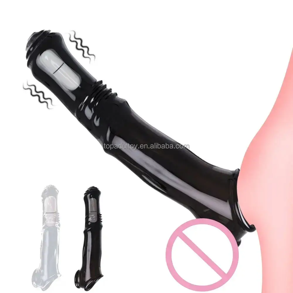 Adult Penis Extender Vergrößerung Wieder verwendbare Kondom Penis Ärmel Sexspielzeug für Männer Verlängerung Cock Ring Horse Dicks Verzögerung Ejakulation