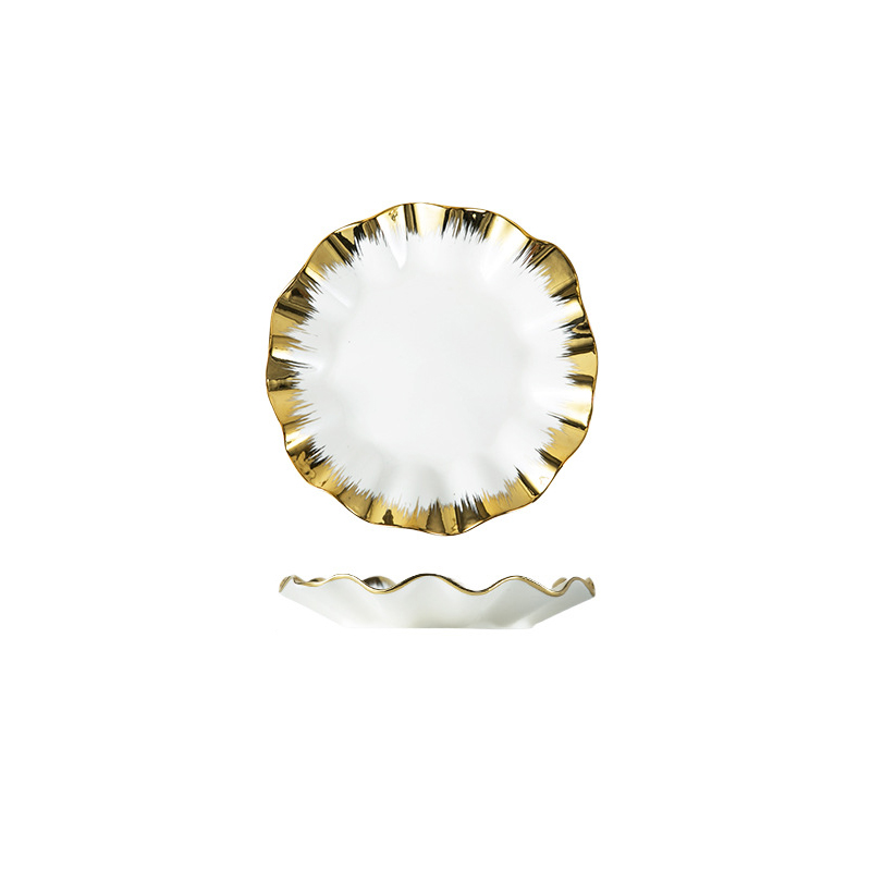 8" Wavy Gold Rim Plate