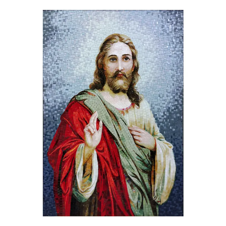 Jesus religioso retrato mosaico telha parede murais de desenhos mosaico artesanais