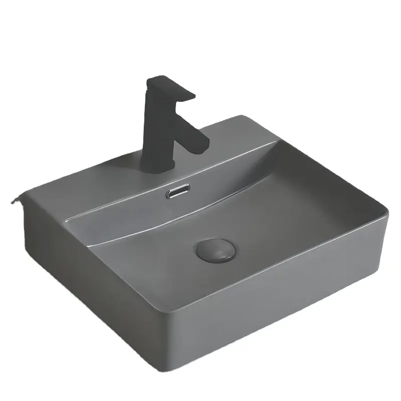 Encimera esmaltada limpia de estilo moderno, inodoro de color gris mate, inodoro de cerámica, conjunto de inodoro, lavabo