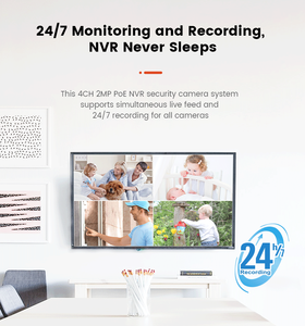 Sistema de vigilancia de seguridad para el hogar, kit nvr de visión nocturna de 2MP, 4 canales, audio bidireccional, poe, 4 unidades, cámara ip cctv tipo bala con nvr - Product Image 6