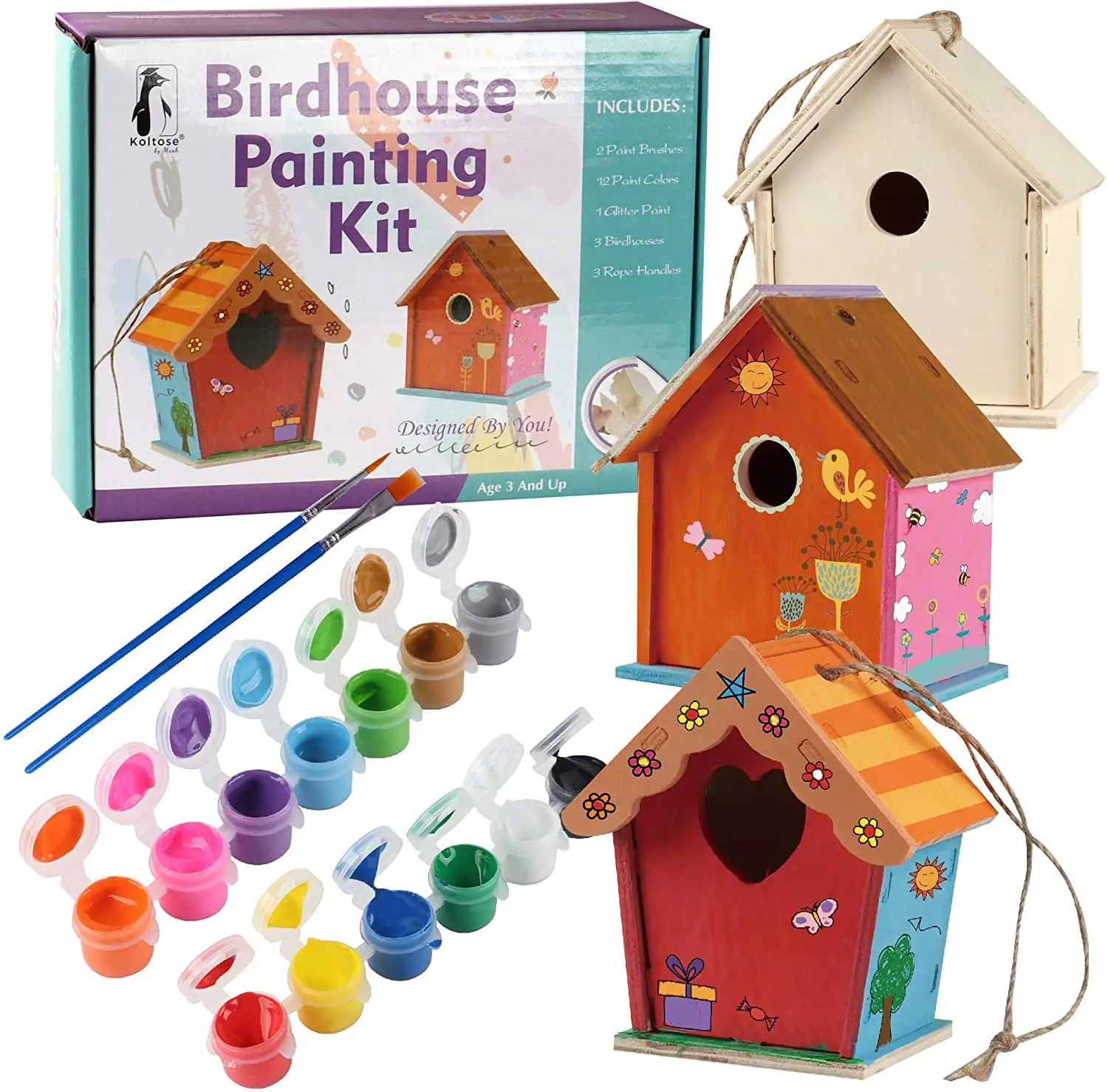 Kit casa de pássaro diy, seguro e fácil para crianças, construção, pintura, presente promoção para crianças