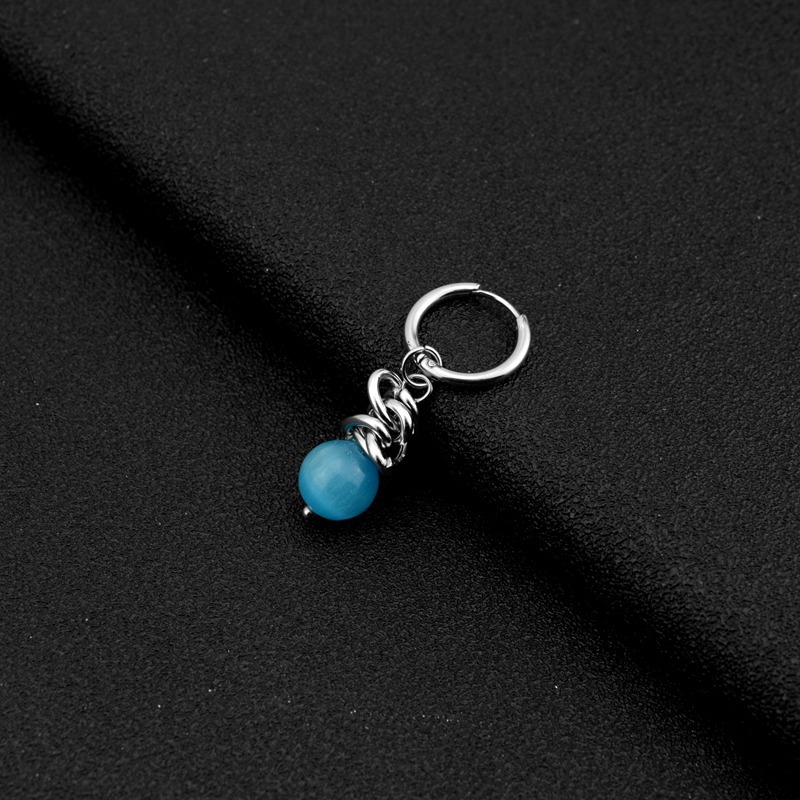 E033-Lake Blue1 (ต่างหูแบบมีรูสำหรับหู)