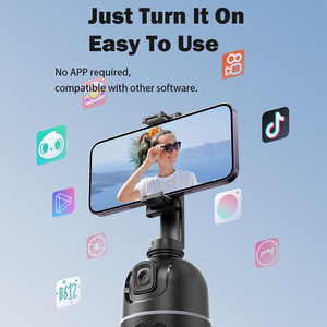 カラフルなライトリングを備えた360度インテリジェント顔認識追跡ジンバル自撮り棒 - Product Image 5