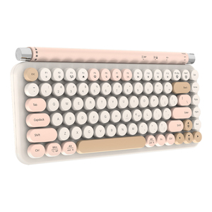 OEM Mejor Clásico Redondo Teclado Inalámbrico Bluetooth Vintage Rosa Máquina de Escribir Teclado Redondo Teclas Portátiles - Product Image 3