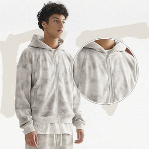 Custom Oversize Hoodie para Homens 100% Algodão Streetwear Sem String Tie Dye Padrão Boxy Estilo Com Capuz Gola Inverno Zíper