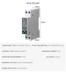 Para TONGOU 1P Smart Wifi Disyuntor Tuya Función de medidor eléctrico para uso doméstico Disyuntor inteligente multifunción en miniatura - Product Image 6