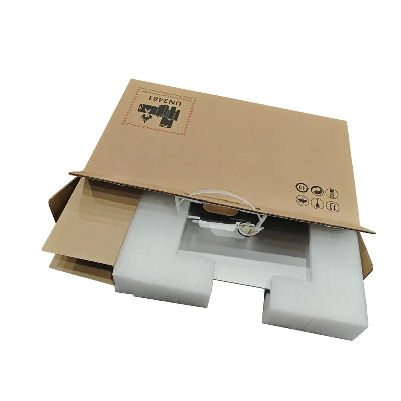 صندوق إرسال بالبريد مخصص للكمبيوتر المحمول قابل لإعادة التدوير مع مقبض صندوق شحن من الكرتون فارغ للكمبيوتر المحمول مع شعار في الداخل