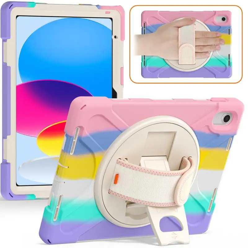 Fabricant personnalisé couleur rose arc-en-ciel étui pour tablette étui en silicone antichoc pour iPad 10e génération 2022 10.9 pouces étui