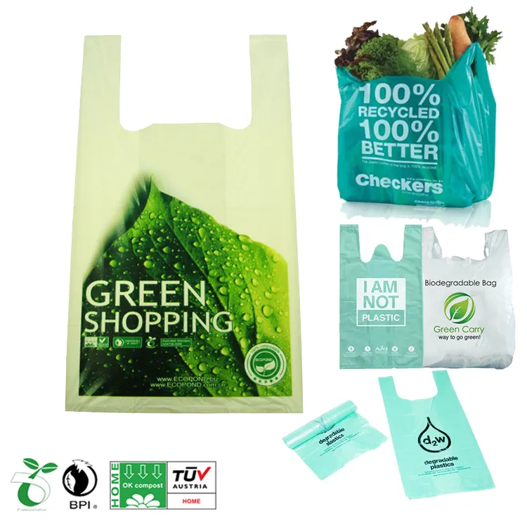 Tas Belanja Eco Stool Serba Guna dan Mudah Terurai Kualitas Tinggi Tas T-shirt Rompi Plastik untuk Belanja Aman