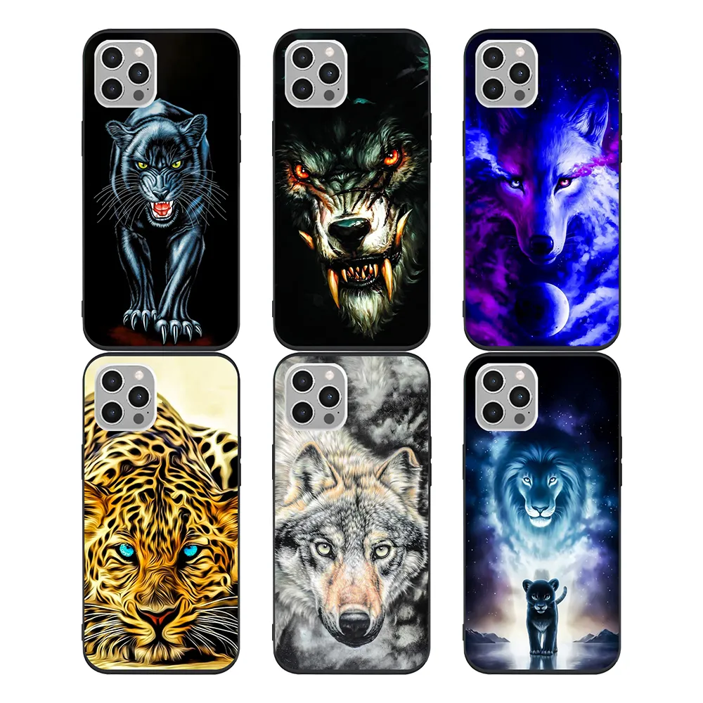 Mịn Lion Panther Tiger mềm điện thoại di động trường hợp đối với iPhone 12 Pro Max