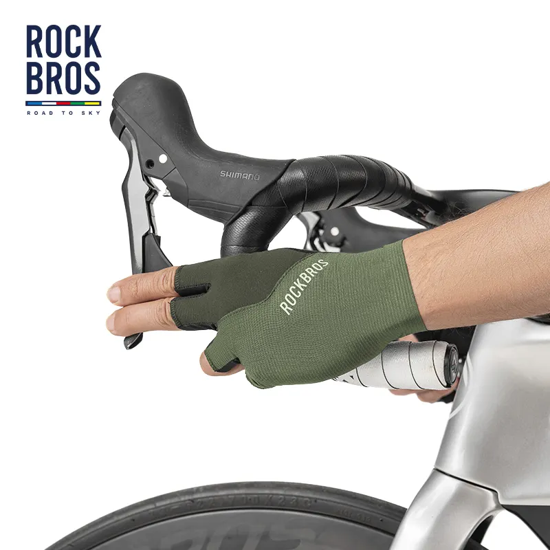ROCKBROS ROAD TO SKY Gants de cyclisme Demi-doigt Antichoc Résistant à l'usure Respirant VTT Gants de vélo de route Équipement de vélo de sport